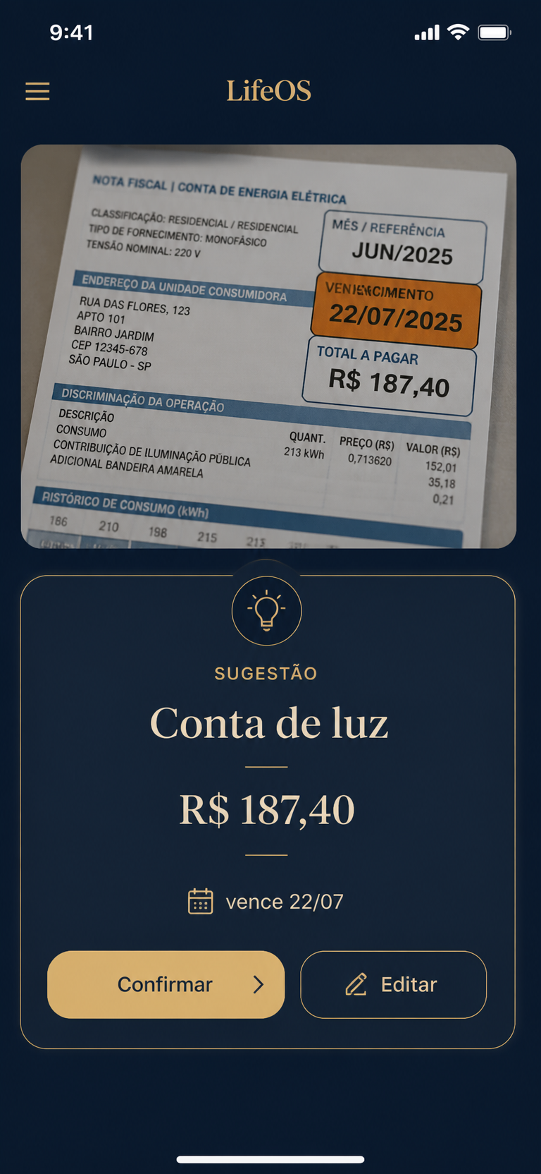 Captura por foto e áudio no LifeOS Expert